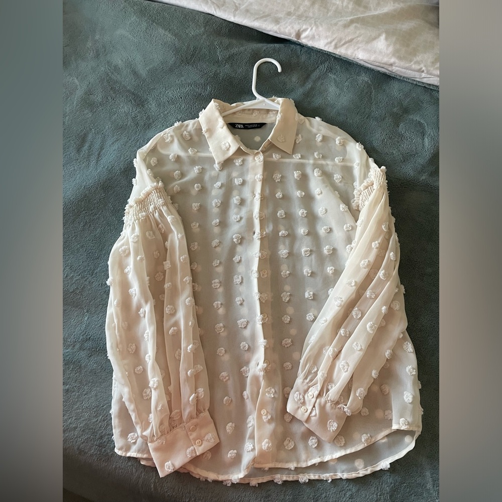 Zara Cream Button Down Shirt